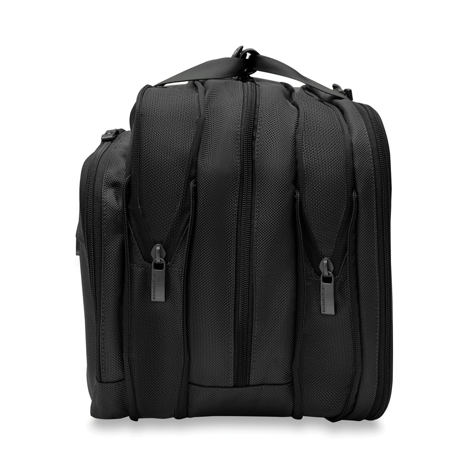 Briggs and Riley Expandable Cabin Bag Black Side View Expanded #colour_black