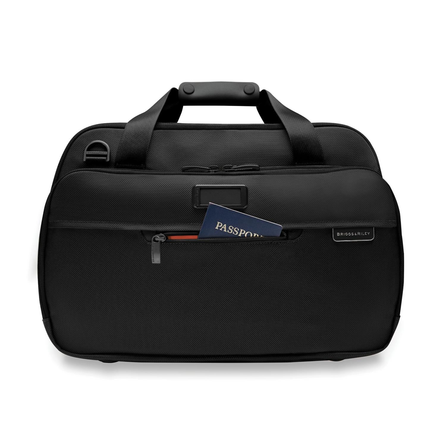 Briggs and Riley Expandable Cabin Bag Black Front Pocket #colour_black