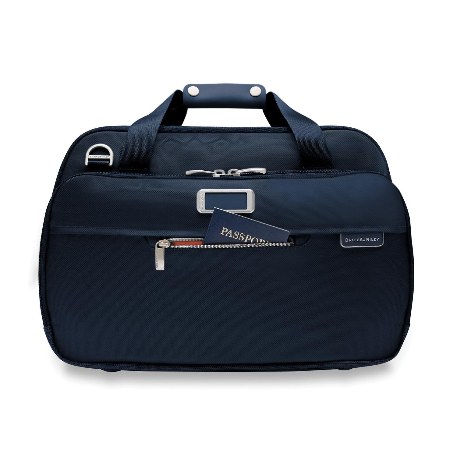 Briggs and Riley Expandable Cabin Bag Navy Front Pocket #colour_navy