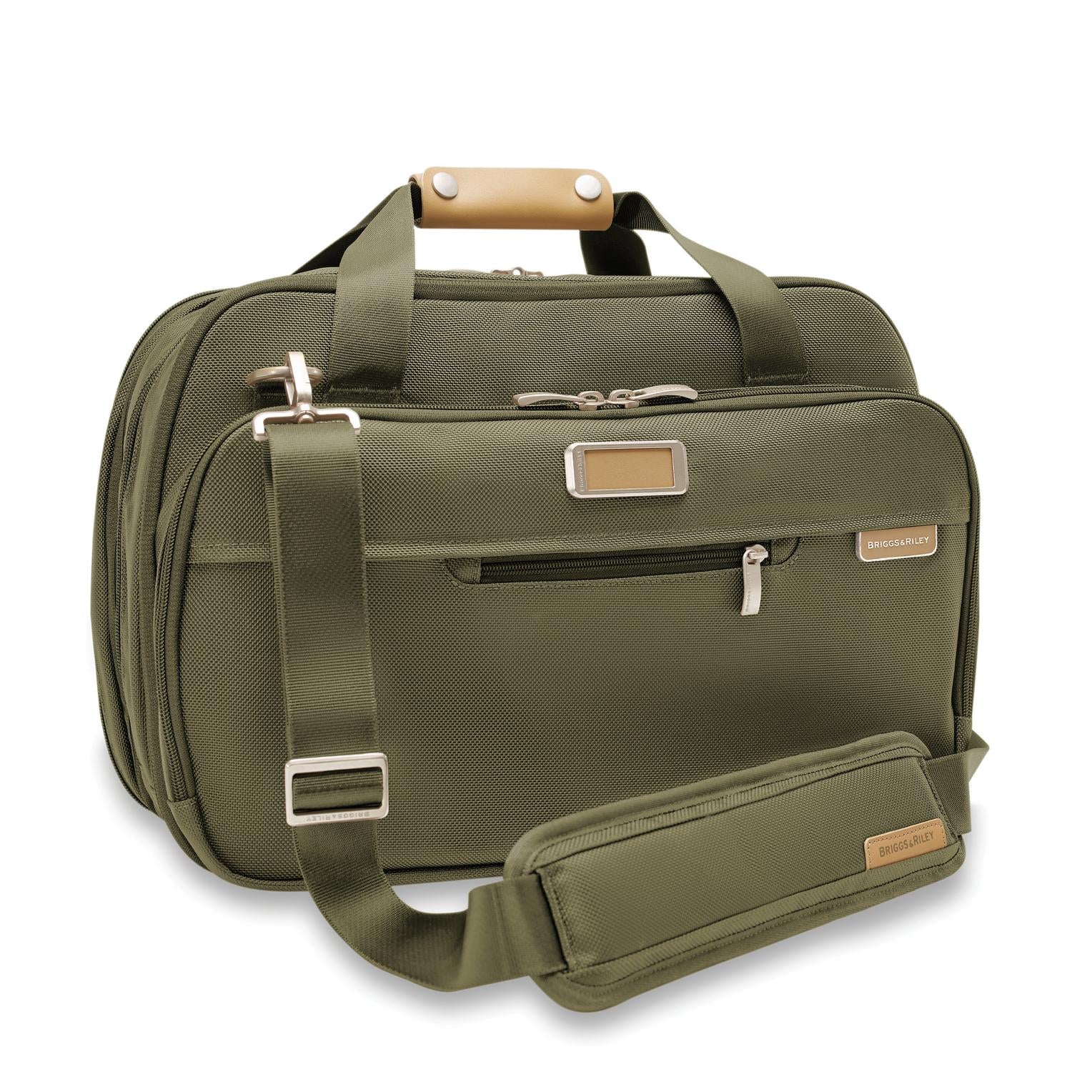 Briggs and Riley Expandable Cabin Bag Olive Side View  #colour_olive