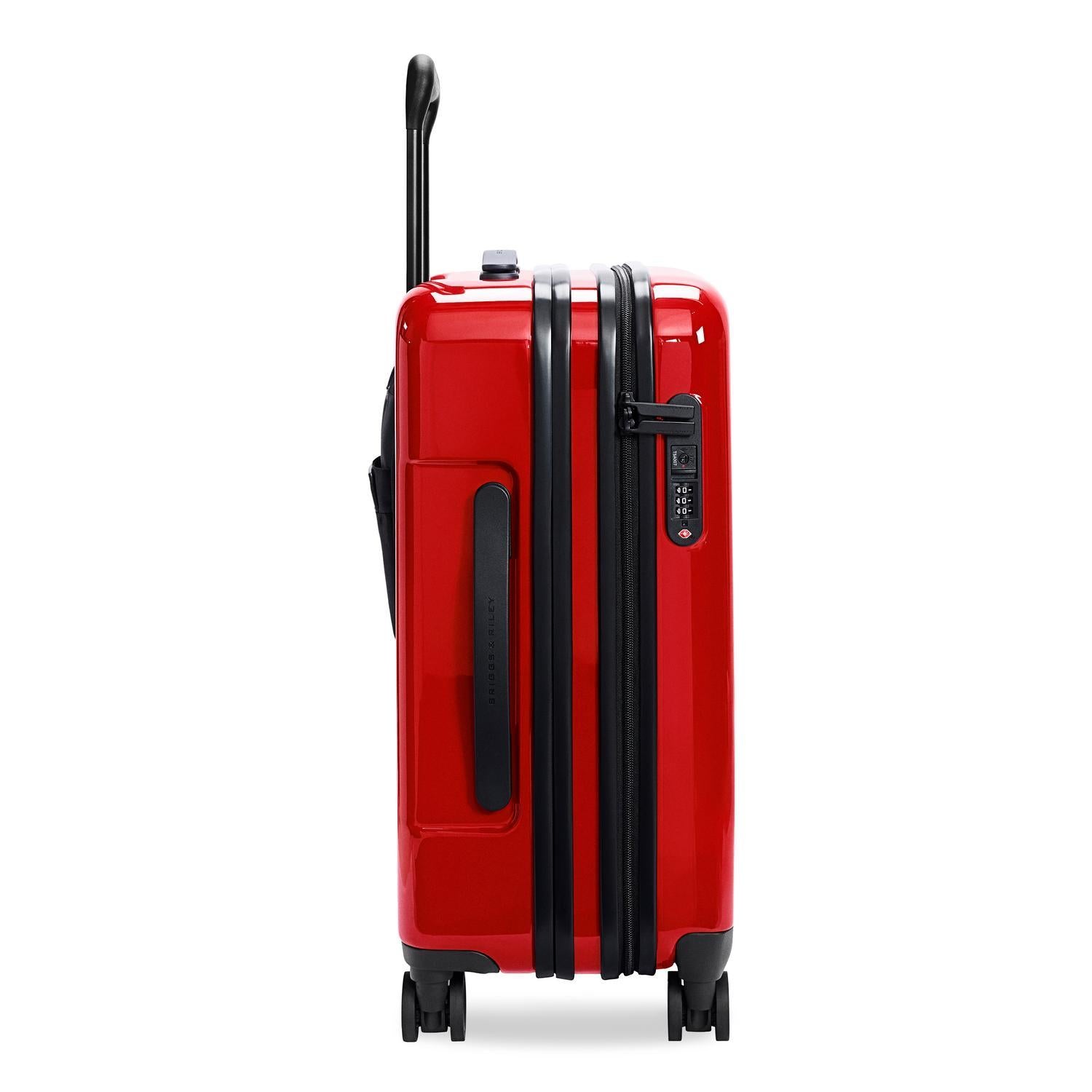 Essential  Carry-On Expandable Spinner in Glossy Ruby, Front View  #colour_glossy-ruby
