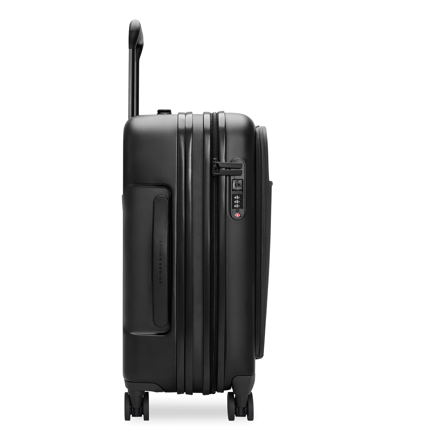 Essential Front Pocket Carry-On Expandable Spinner in Navy, Front View #colour_black