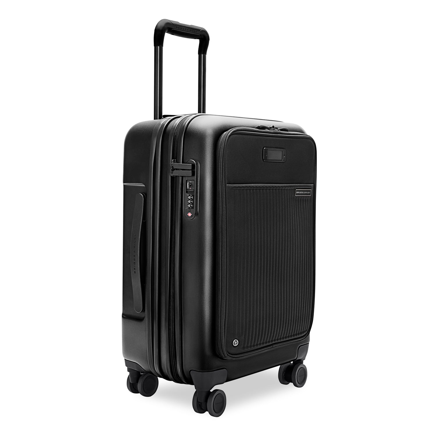 Essential Front Pocket Carry-On Expandable Spinner in Navy, Front View #colour_black