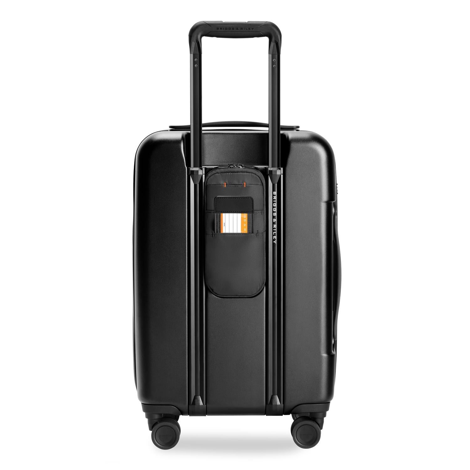 Essential Front Pocket Carry-On Expandable Spinner in Navy, Front View #colour_black