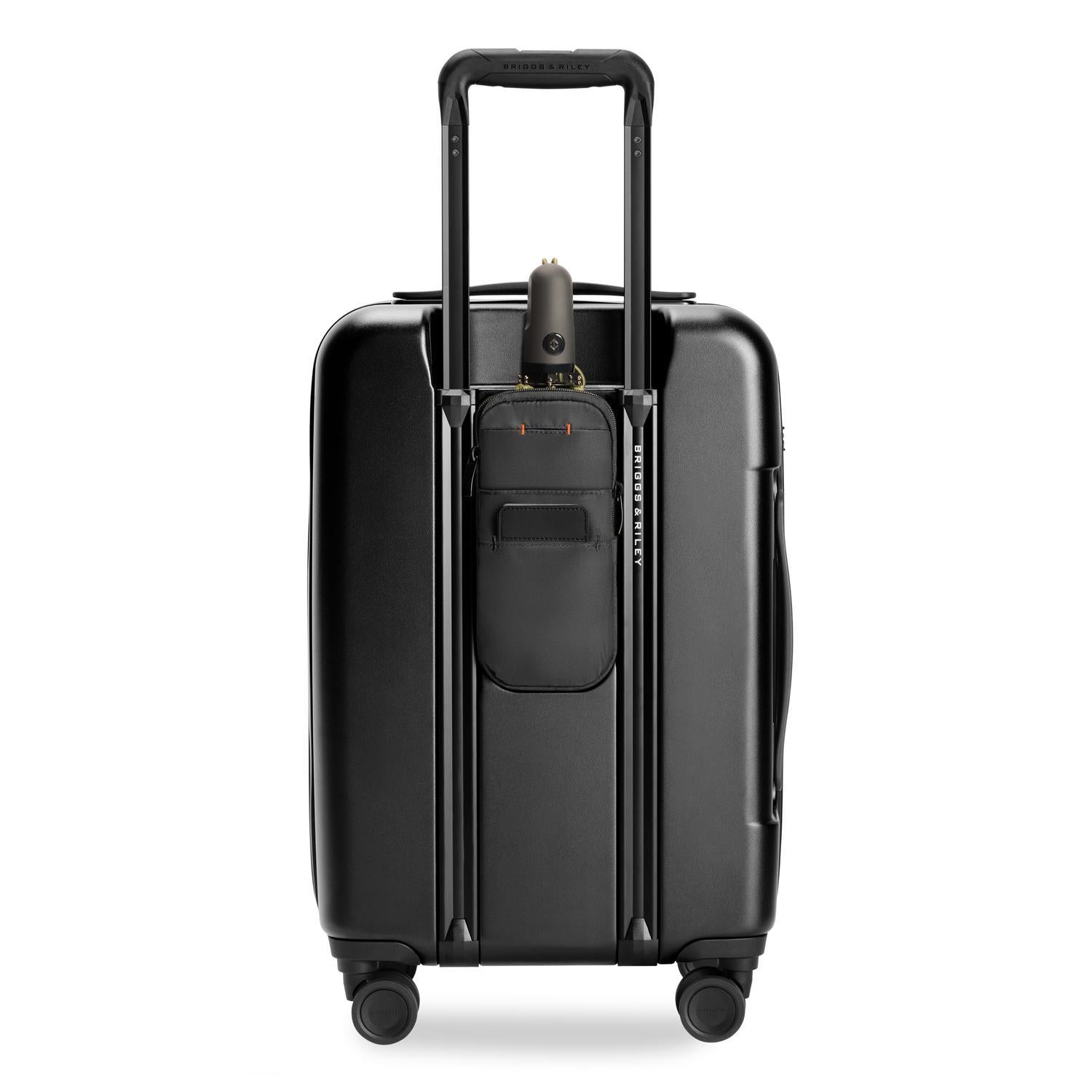Essential Front Pocket Carry-On Expandable Spinner in Navy, Front View #colour_black