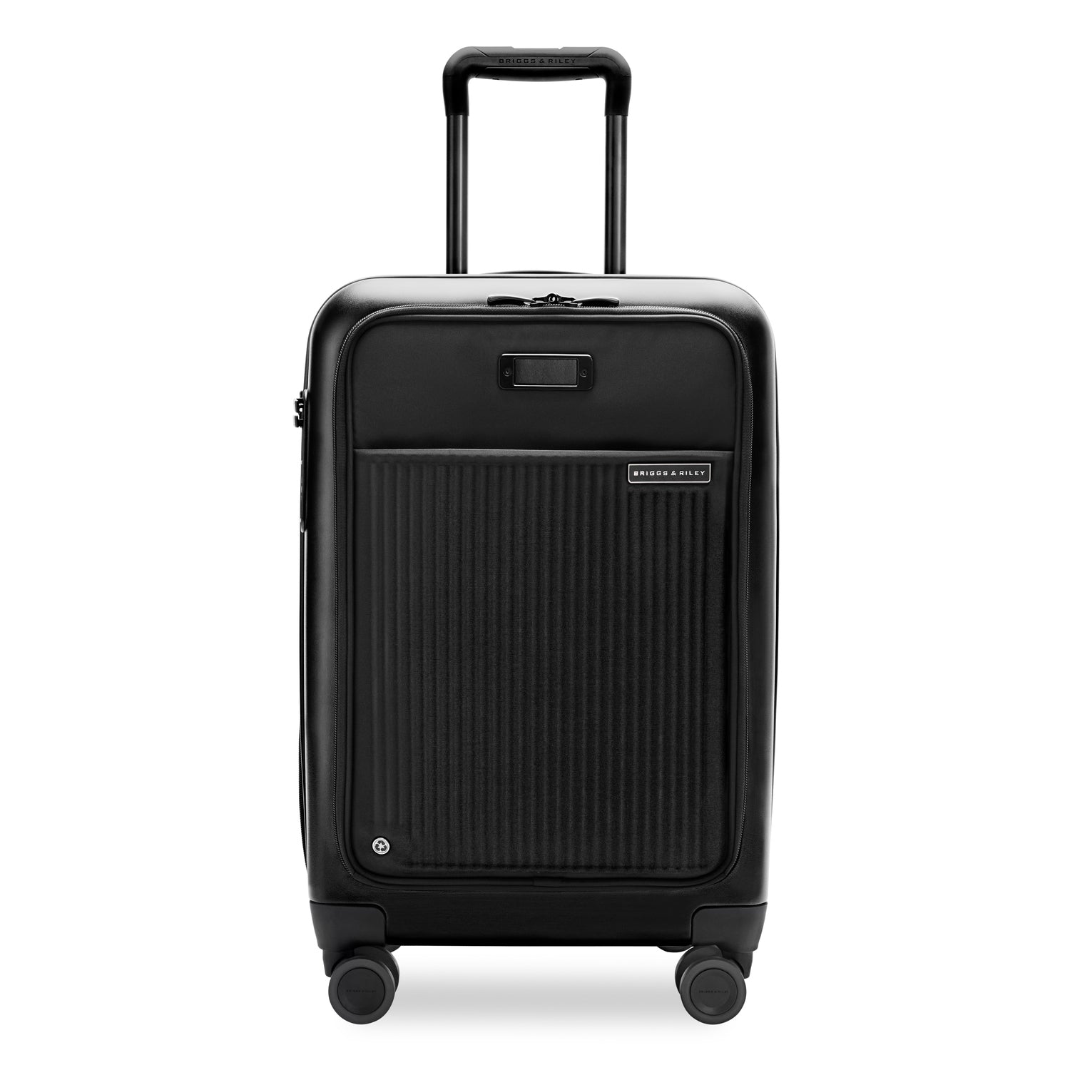 Essential Front Pocket Carry-On Expandable Spinner in Navy, Front View #colour_black