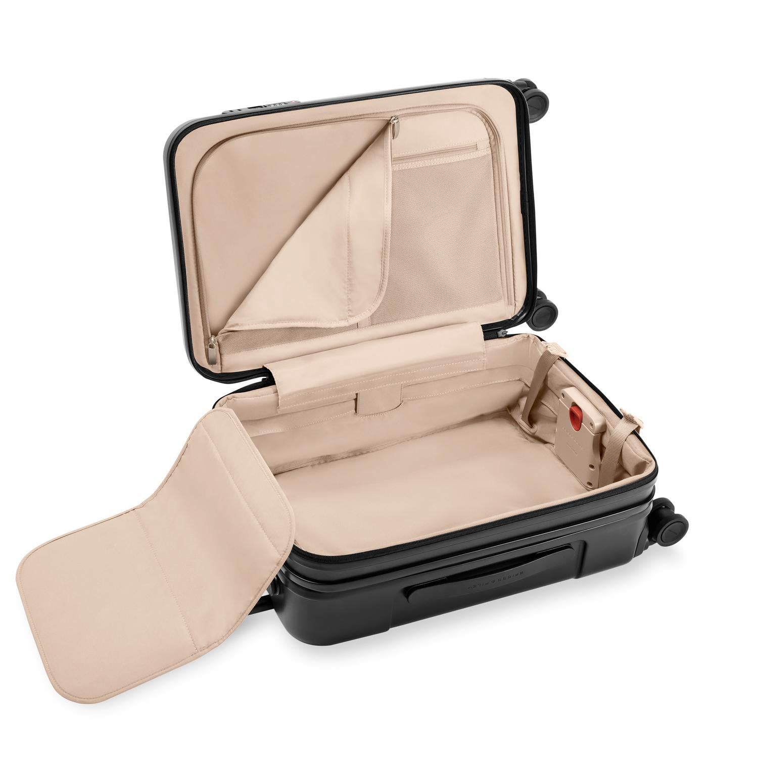 Essential Front Pocket Carry-On Expandable Spinner in Navy, Front View #colour_black