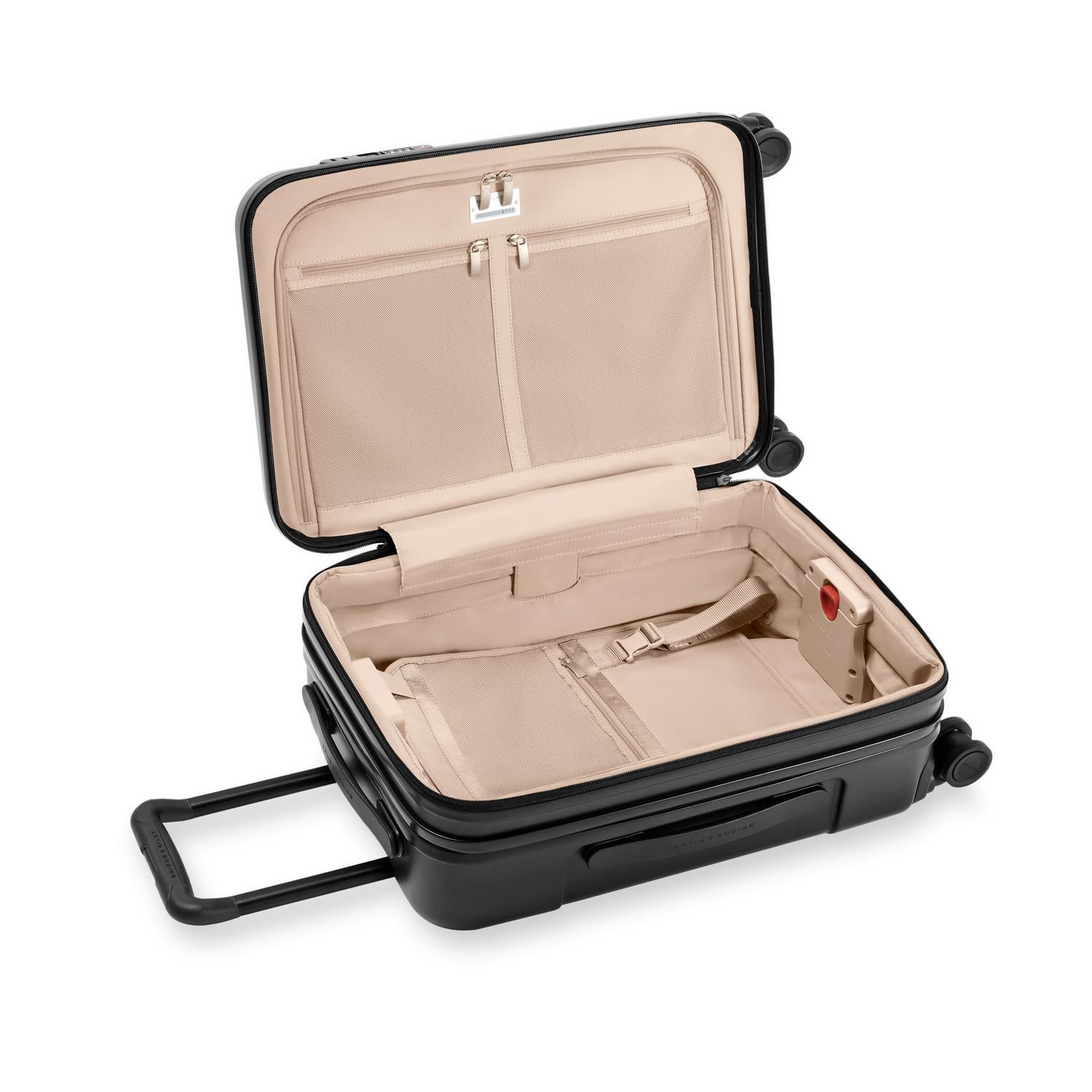 Essential Front Pocket Carry-On Expandable Spinner in Navy, Front View #colour_black
