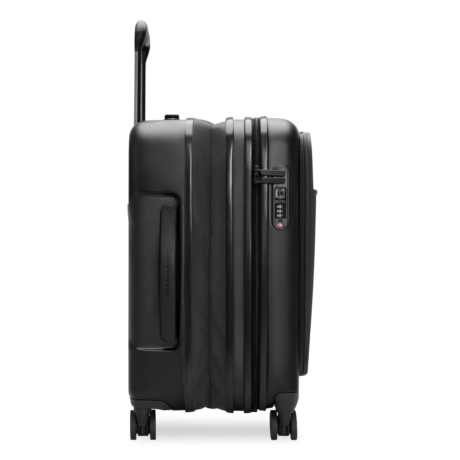 Essential Front Pocket Carry-On Expandable Spinner in Navy, Front View #colour_black