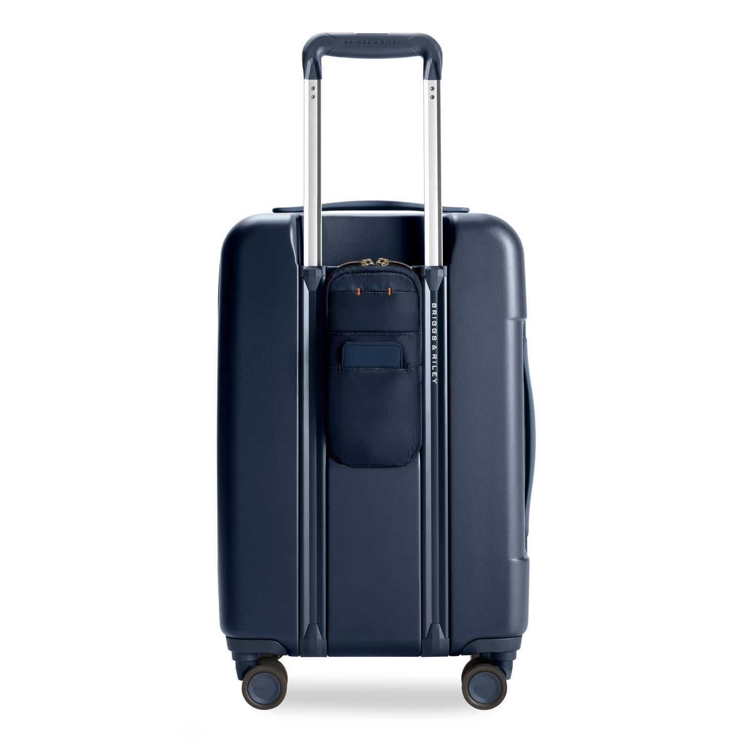 Essential Front Pocket Carry-On Expandable Spinner in Navy, Front View #colour_navy