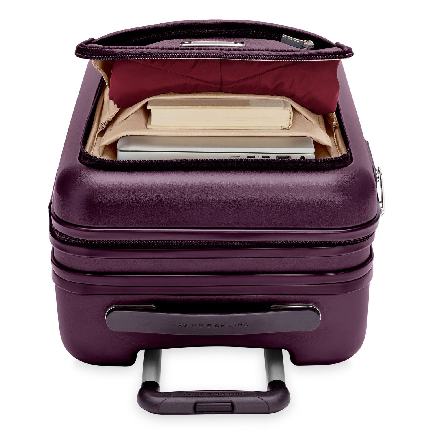Essential Front Pocket Carry-On Expandable Spinner in Plum #colour_plum
