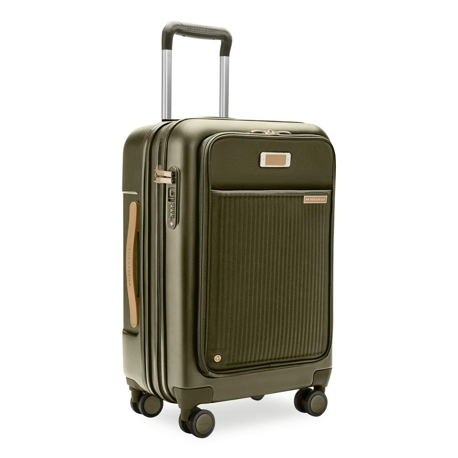 Essential Front Pocket Carry-On Expandable Spinner in Olive #colour_olive