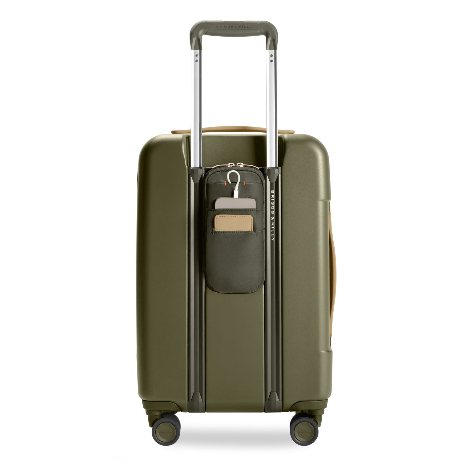 Essential Front Pocket Carry-On Expandable Spinner in Olive #colour_olive