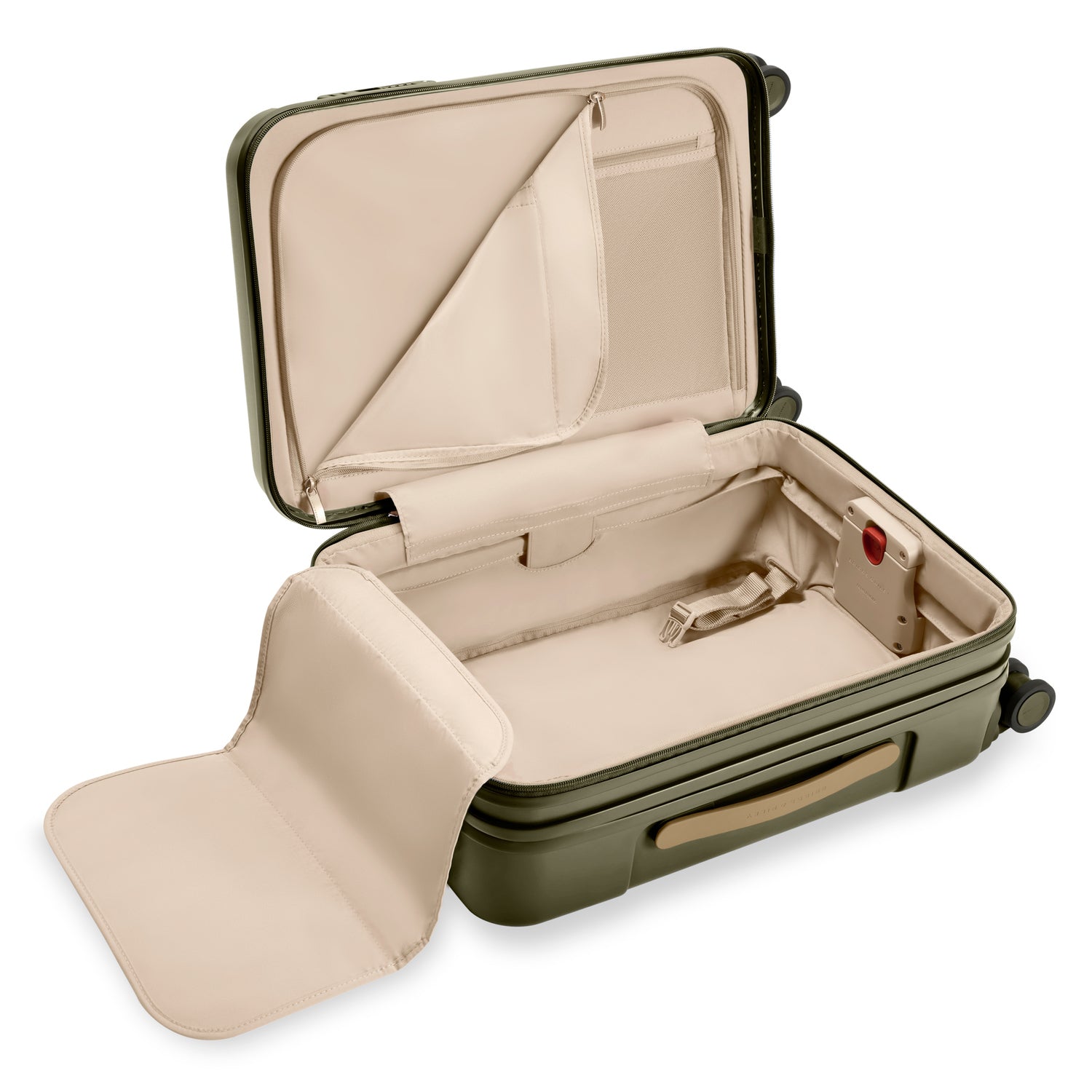 Essential Front Pocket Carry-On Expandable Spinner in Olive #colour_olive