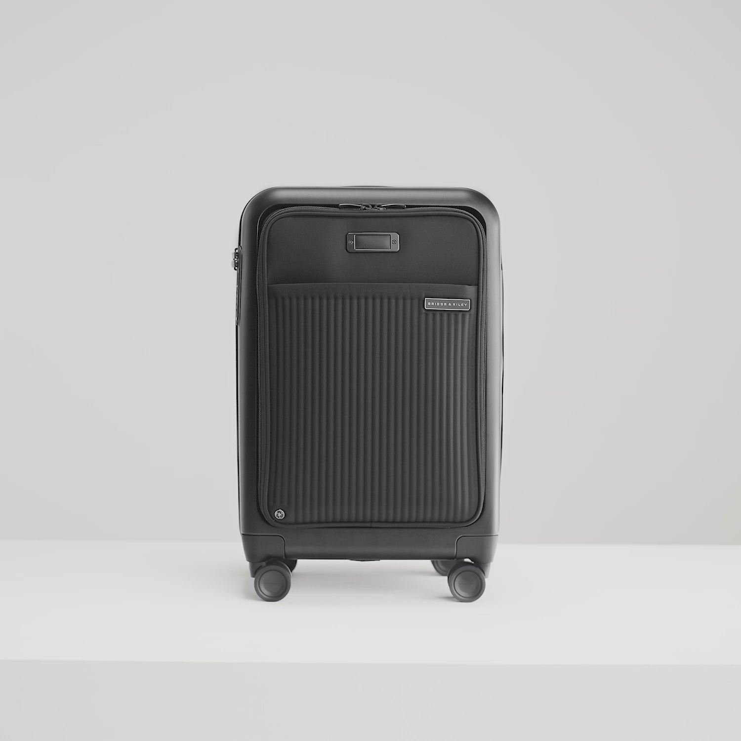 Essential Front Pocket Carry-On Expandable Spinner in Navy, Front View #colour_navy