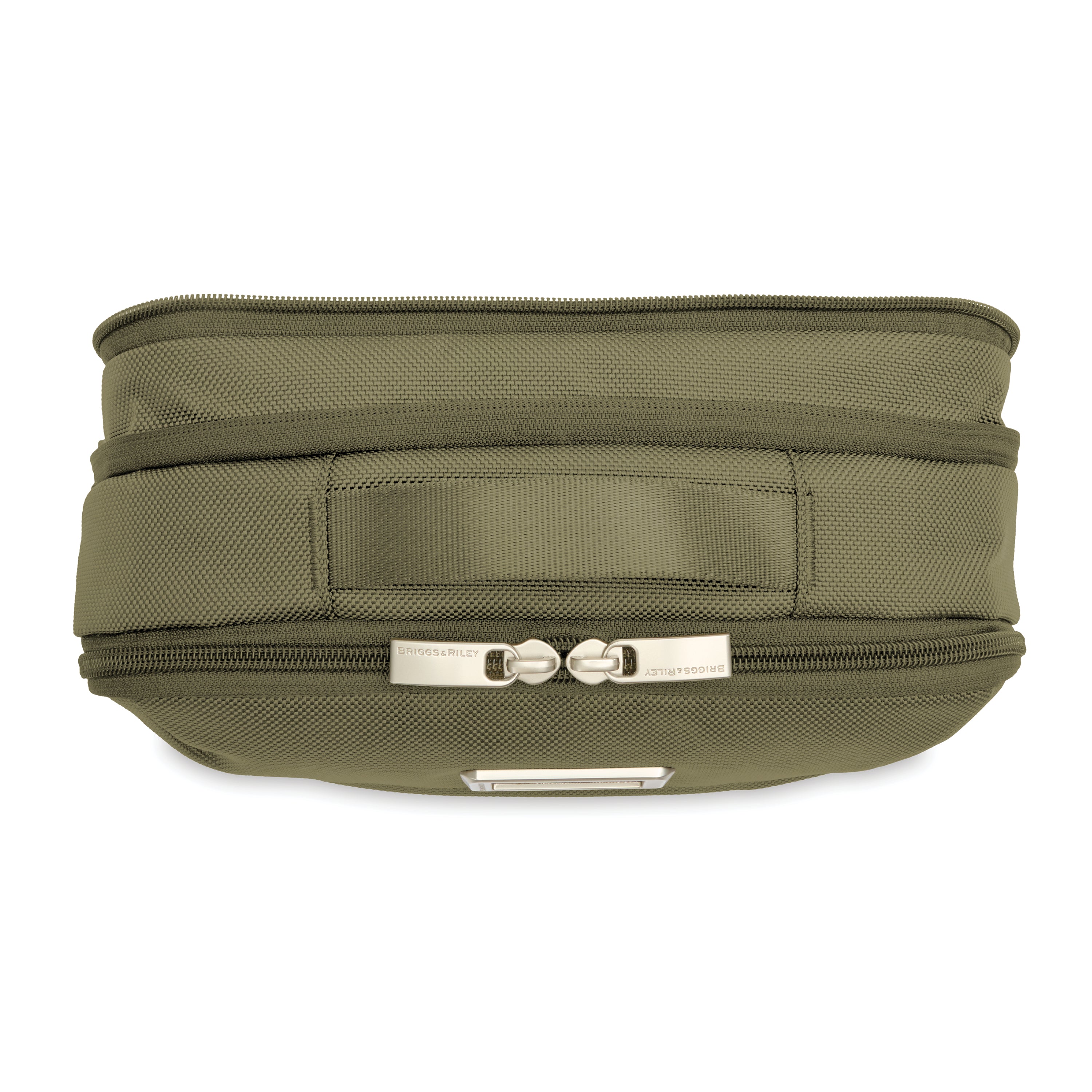 Briggs and Riley Expandable Essentials Kit Olive Top View Zipper #colour_olive